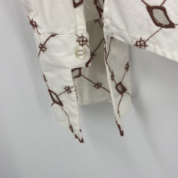 Samuel Dong 100 % cotton button down shirt embroidered  cut out detail Small - Picture 6 of 15